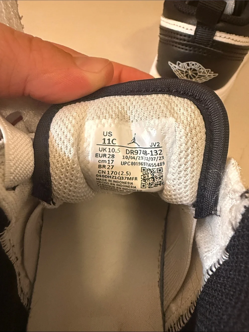 Jordan Kids White and Black Low-Top Sneakers